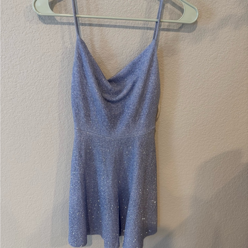 Windsor Fashions Blue Glitter Mini Homecoming Dress